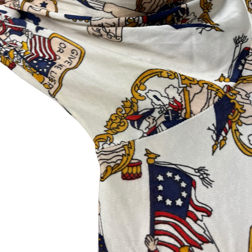 Vintage Martell 1776 Independence Day American Revolution Print Point Neck Sz M - Picture 15 of 15